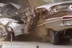 CRASH TEST-Chevy Crash Safety Evolution: ’59 Bel Air  Vs  ’09 Malibu