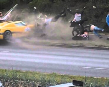 Idiot Koenigsegg Driver Plows Over Spectators- Slow Motion, Multiple Angles !