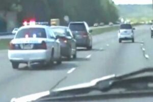 Slow Driver In The Fast Lane Gets Owned By Cops