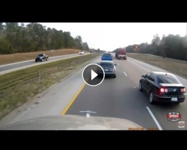 Red Neck trucker, says NO to this blonde trying to merge..