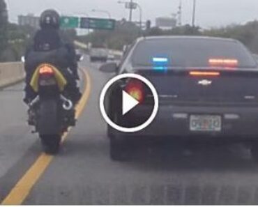 Trooper Chases and Hits Motorcycle!