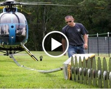 Trimming Trees By Power Line With a Helicopter!