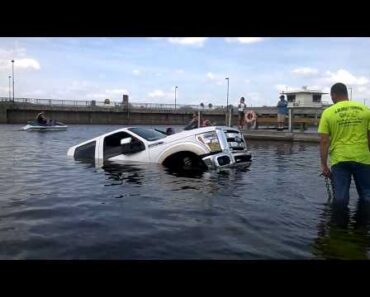 Boat Launch Gone Bad – Guys Girlfriend Leaves His Truck In Neutral!