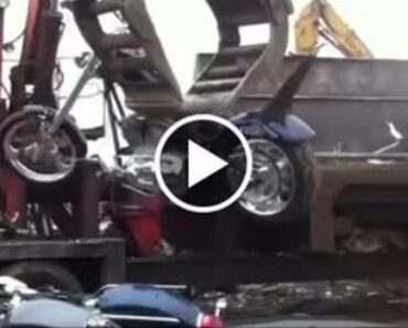 Destroying 4 Custom Harley Davidsons With a HUGE Crusher!