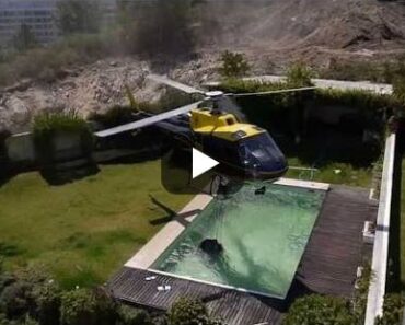 Amazing Helicopter Pilot Taking Water From Swimming Pool!