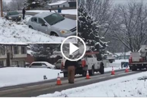 Comcast Workers Park Their Trucks On Snowy Street And Set Up ‘Work Zone’ – Carnage Ensues!
