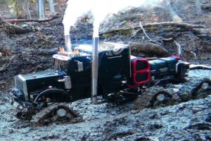 Muddy Tracked RC Semi-Truck 6X6 Pulls Truck Out Of Mud!