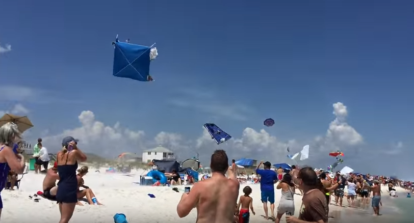 Chaos On The Beach – Low Pass Fly By By Blue Angels