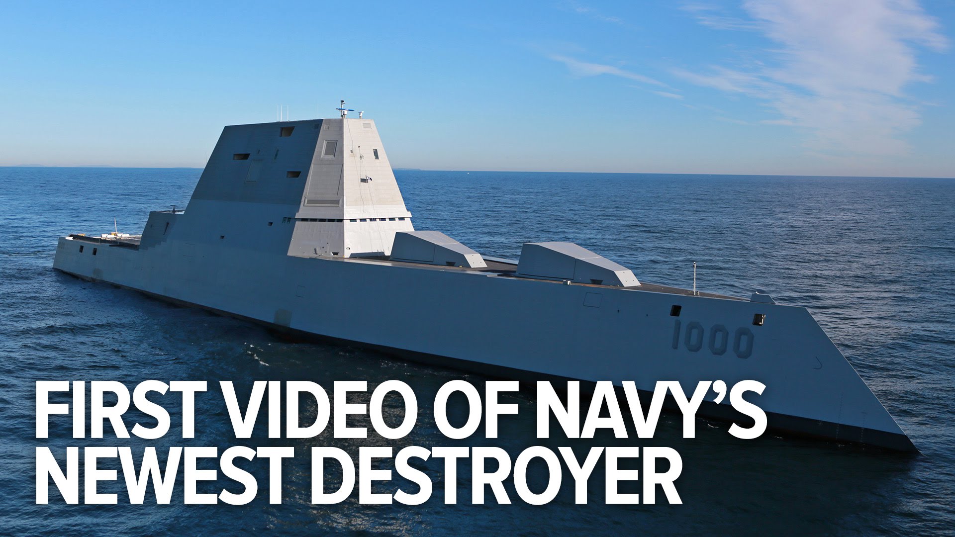 First video of the US Navy's New Star Wars-ish Destroyer at sea