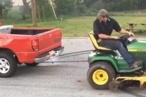 Ford Pickup Vs John Deere Lawn Tractor!