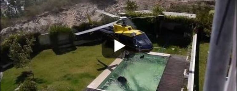 Amazing Helicopter Pilot Taking Water From Swimming Pool!