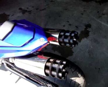 BADASS Gatling Gun Exhaust On Sport Bike!