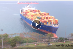 Container Ship Sails Straight to Shore by University Football Field!