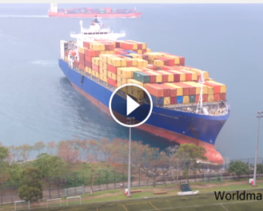 Container Ship Sails Straight to Shore by University Football Field!