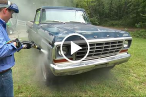 Watch this old work truck get a complete dustless blast removing all the paint!