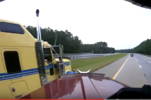 Car Cuts Off A Big Rig Causing Multiple Cars To Swerve Into A Near Collision!!!