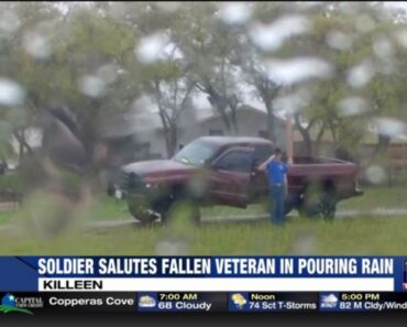 Soldier Gets Out of His Car and Salutes in the Pouring Rain for the Most Patriotic Reason [VIDEO]