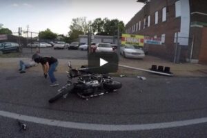 Harley Rider Crashes Into Light Pole!
